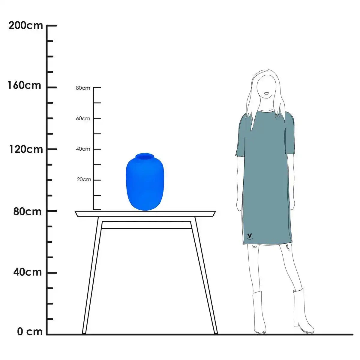 Designer Blumenvase Glasvase Neonblau 35cm - HomeDesign Knaus