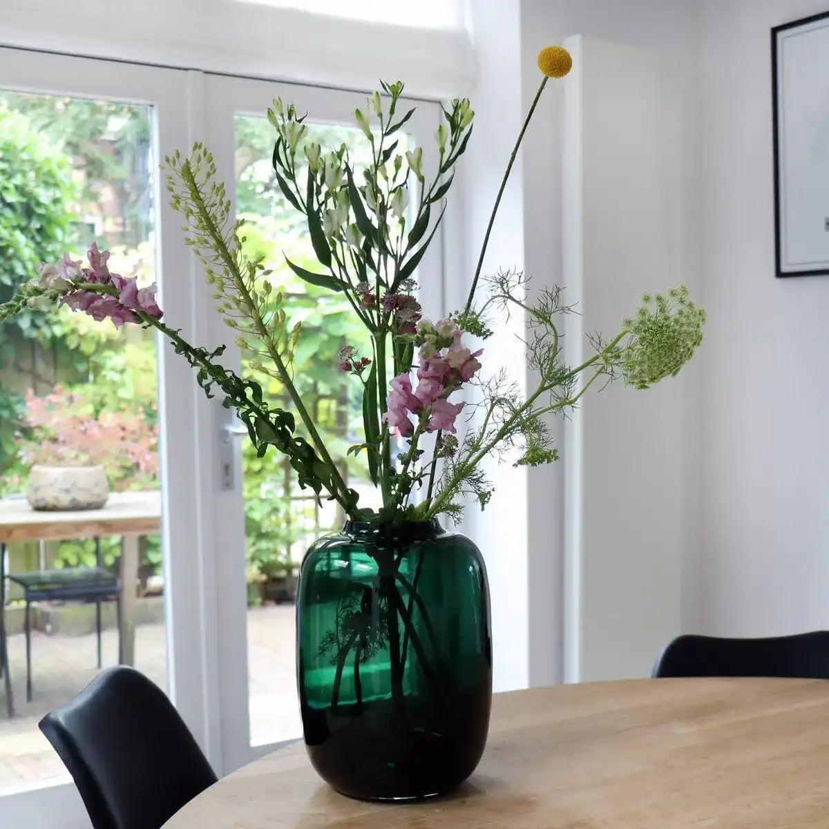Designer Blumenvase Glasvase Oliven Grün Handarbeit - HomeDesign Knaus