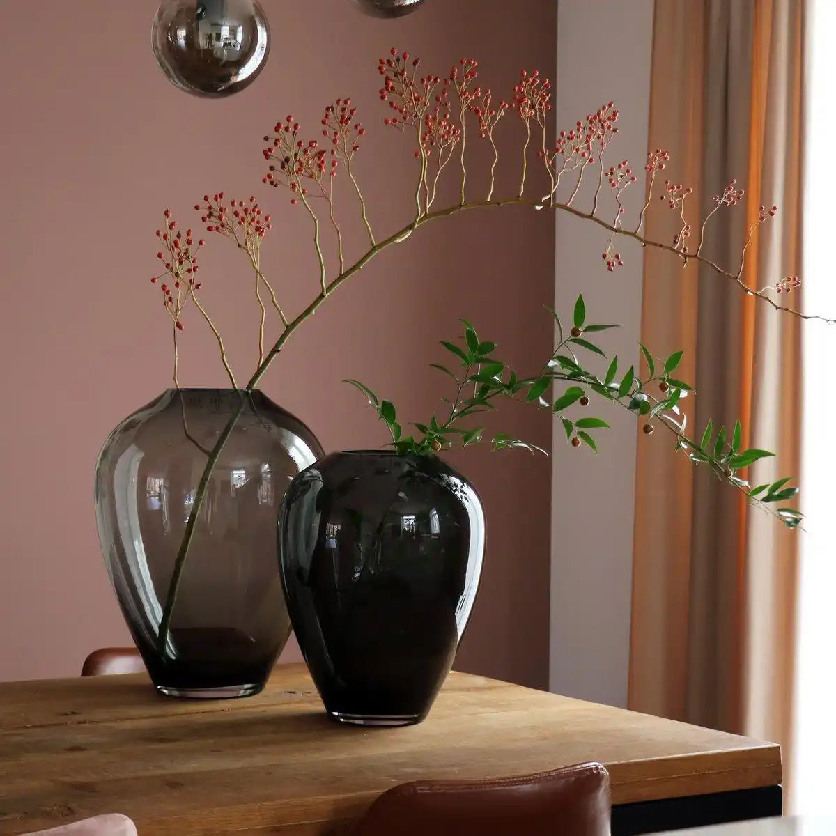 Designer Blumenvase Glasvase Rauchglas Grau Handgefertigt - HomeDesign Knaus