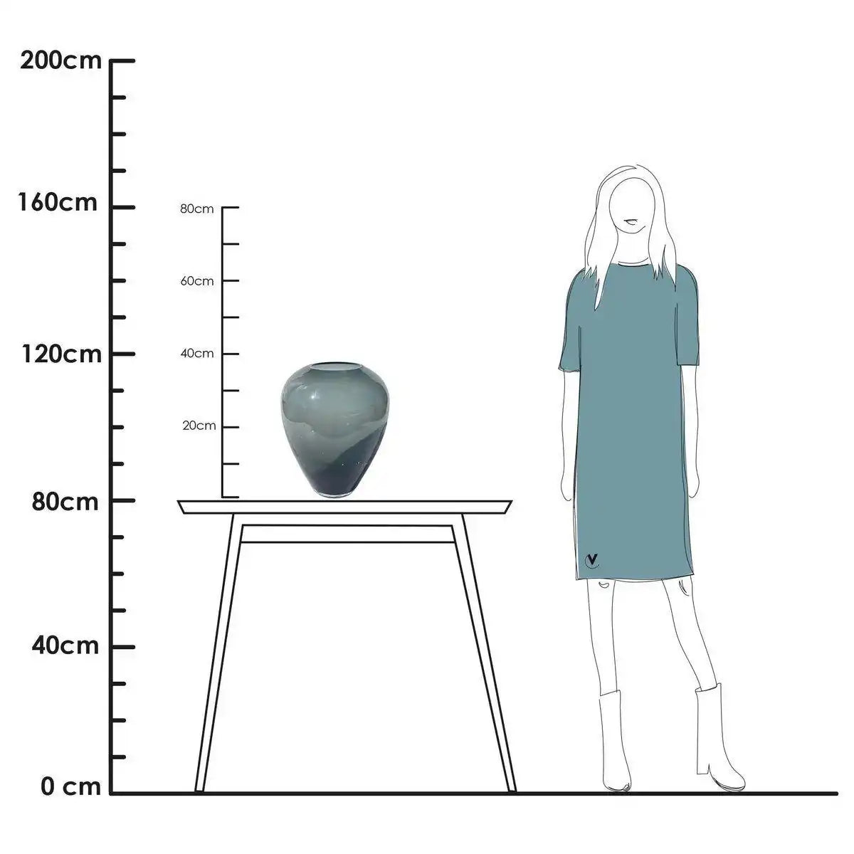 Designer Blumenvase Glasvase Rauchglas Grau Handgefertigt - HomeDesign Knaus