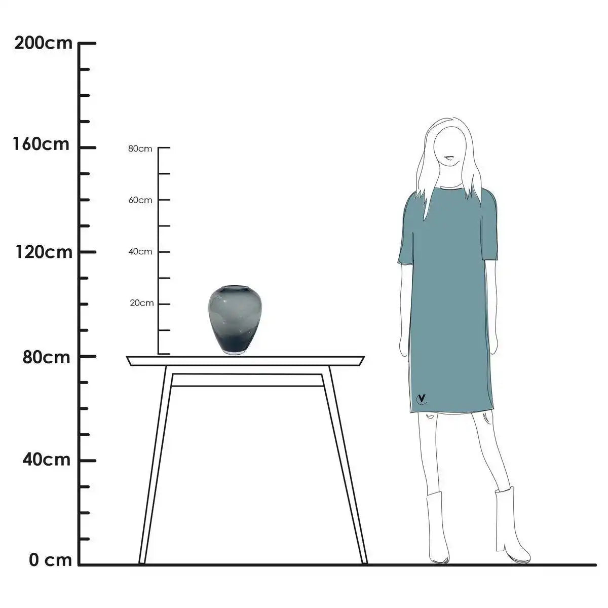 Designer Blumenvase Glasvase Rauchglas Grau Handgefertigt - HomeDesign Knaus
