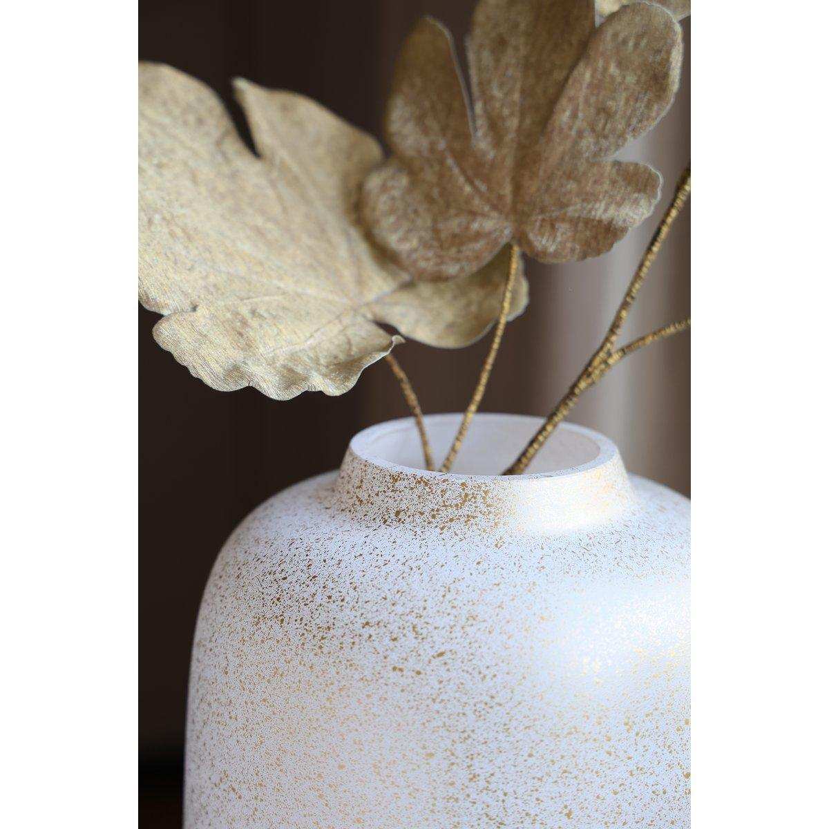 Designer Blumenvase Glasvase weiß Gold Handarbeit - HomeDesign Knaus