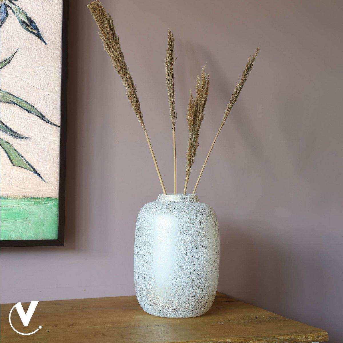 Designer Blumenvase Glasvase weiß Gold Handarbeit - HomeDesign Knaus