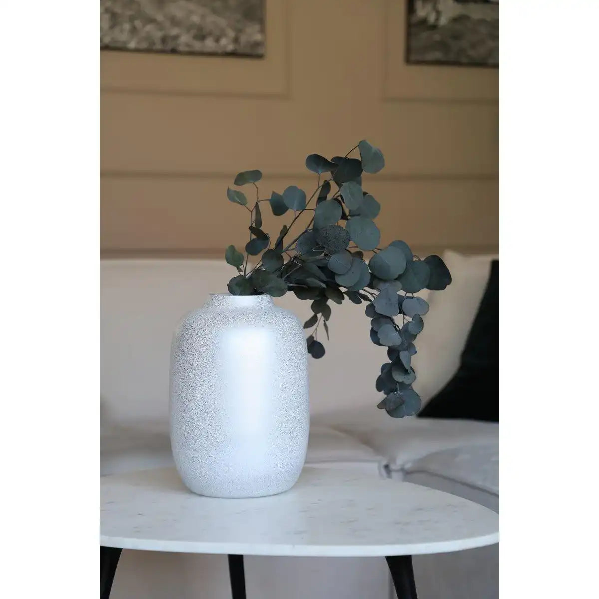 Designer Blumenvase Glasvase weiß Silber Handarbeit - HomeDesign Knaus