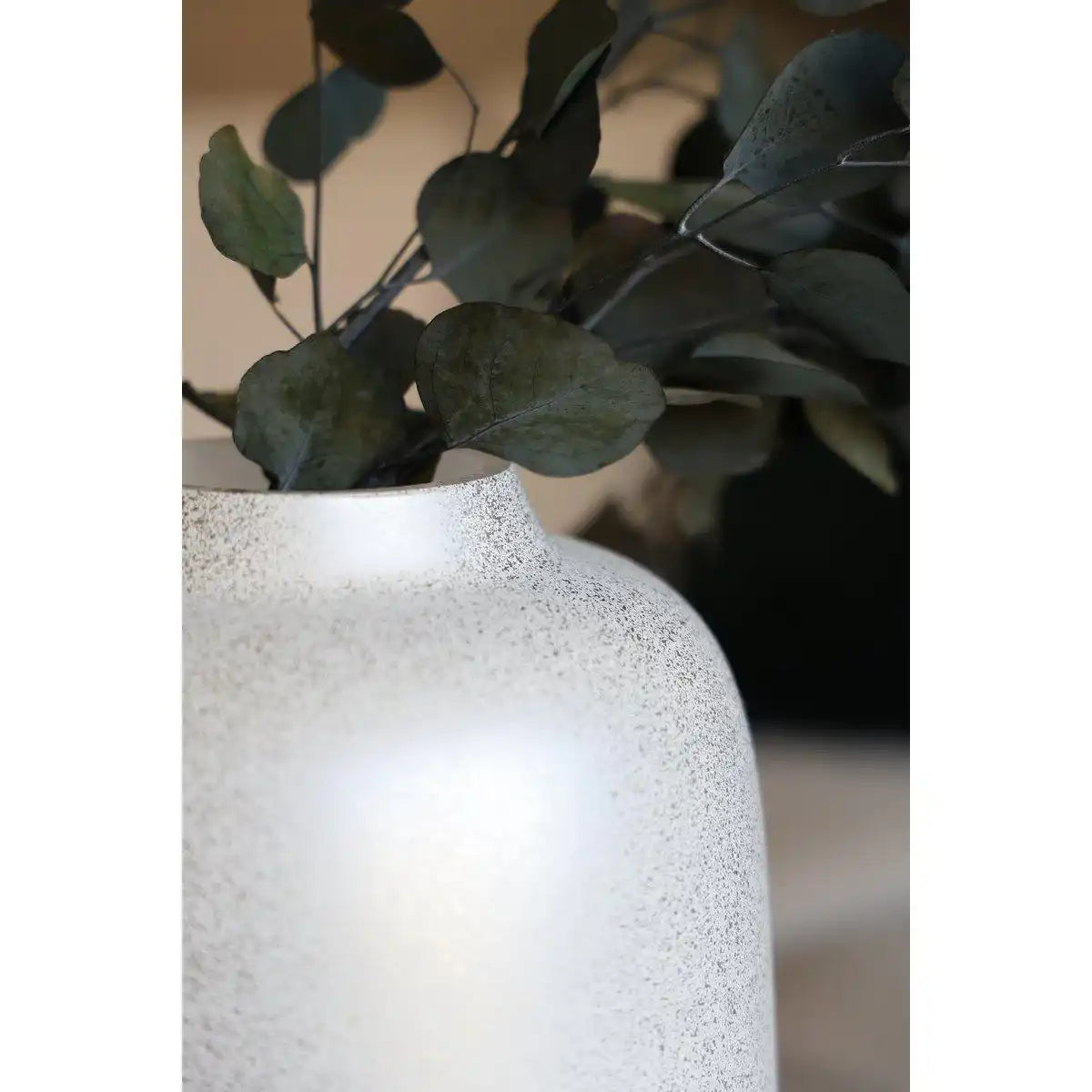 Designer Blumenvase Glasvase weiß Silber Handarbeit - HomeDesign Knaus