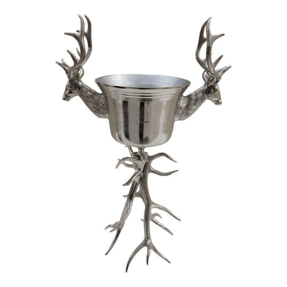 Designer Champagnerkühler Hirsch mit Geweih auf Ständer 94cm - HomeDesign Knaus
