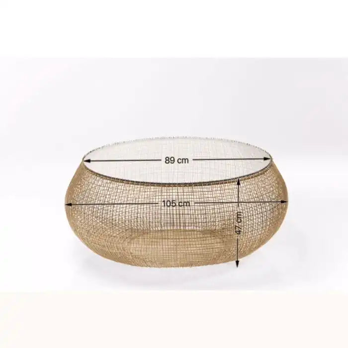 Designer Couchtisch Cesta Sicherheitsplatte Retro Style Gold 100cm - HomeDesign Knaus