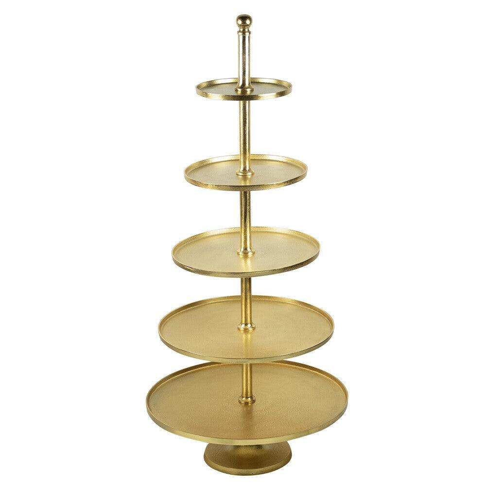 Designer Etagere 5-fach Aluminium Gold Deko 170cm XXL - HomeDesign Knaus