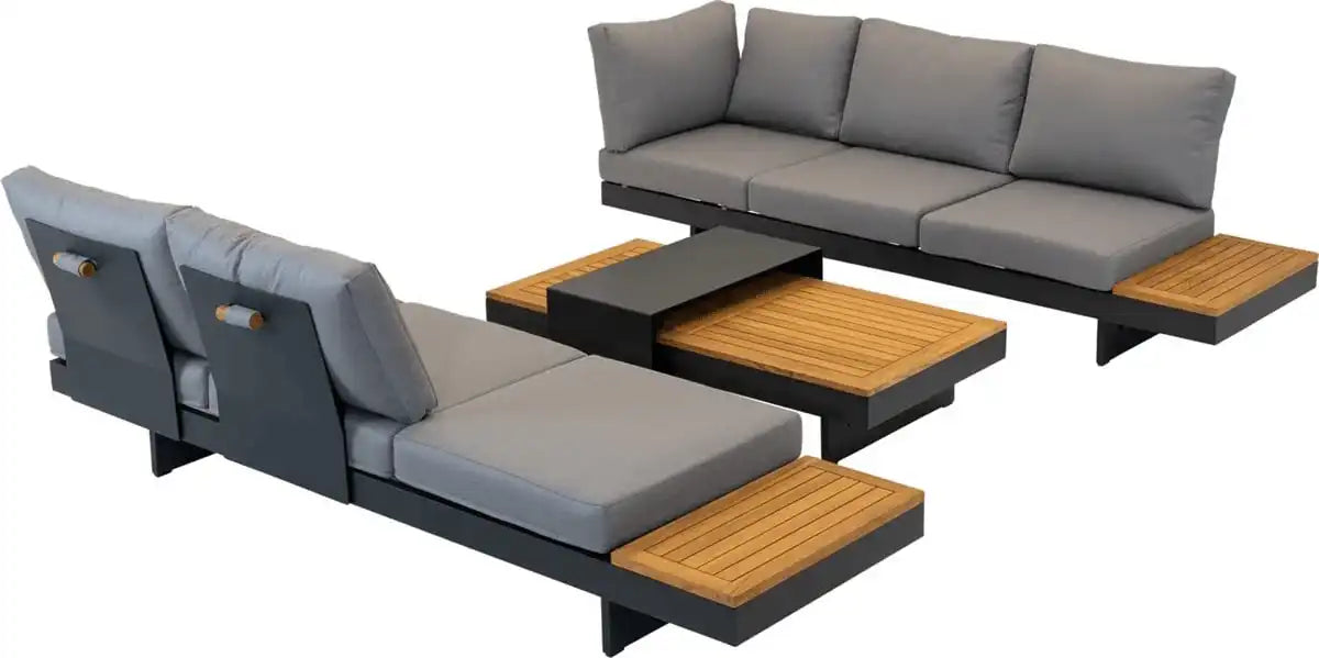 Designer Lounge-Set Barbados Aluminium Matt Anthrazit Rückenlehne - HomeDesign Knaus