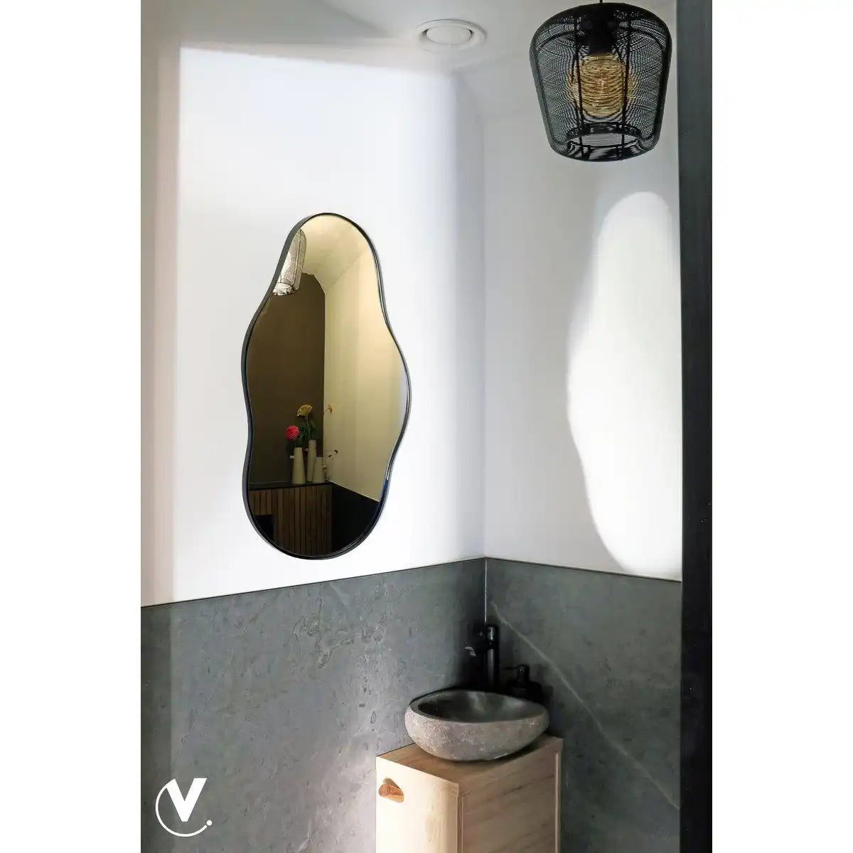 Designer Wandspiegel Schwarz Intuto Spiegel 80 cm - HomeDesign Knaus