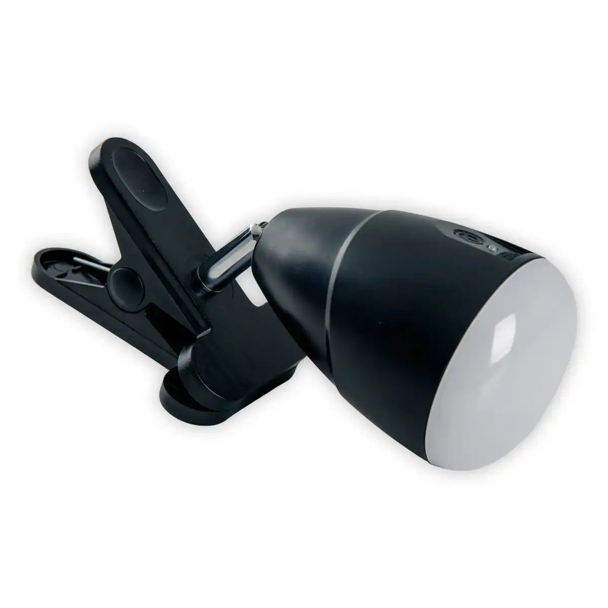 LED-Klemmleuchte aus Metall und Kunststoff in Schwarz, mit integrierten LEDs