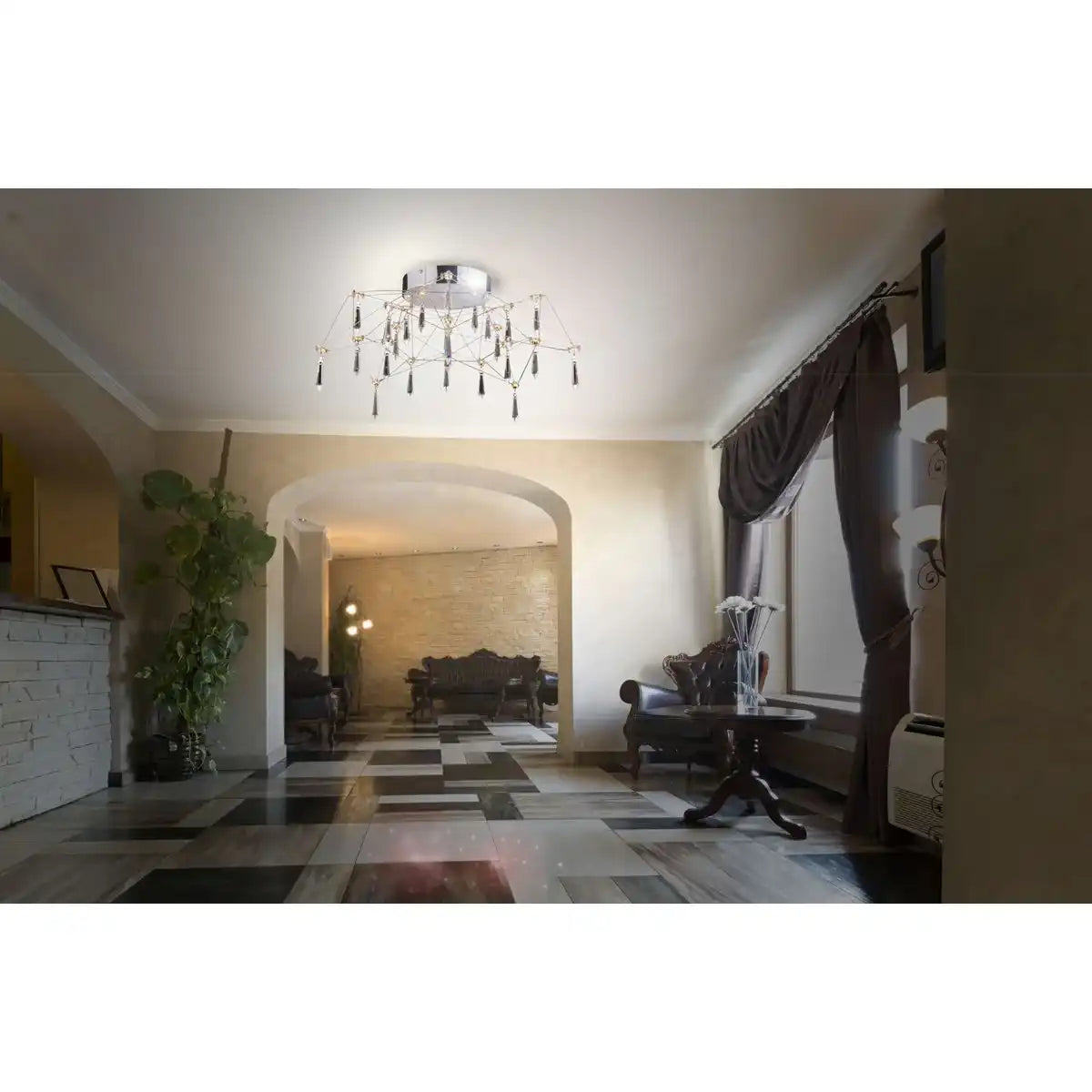 LED Deckenleuchte "ARANEUS" aus Metall und Glas in chrom, Ø 55 cm, mit fest verbauten LEDs, Beleuchtung für Wohnzimmer, Esszimmer, Diele oder Büro