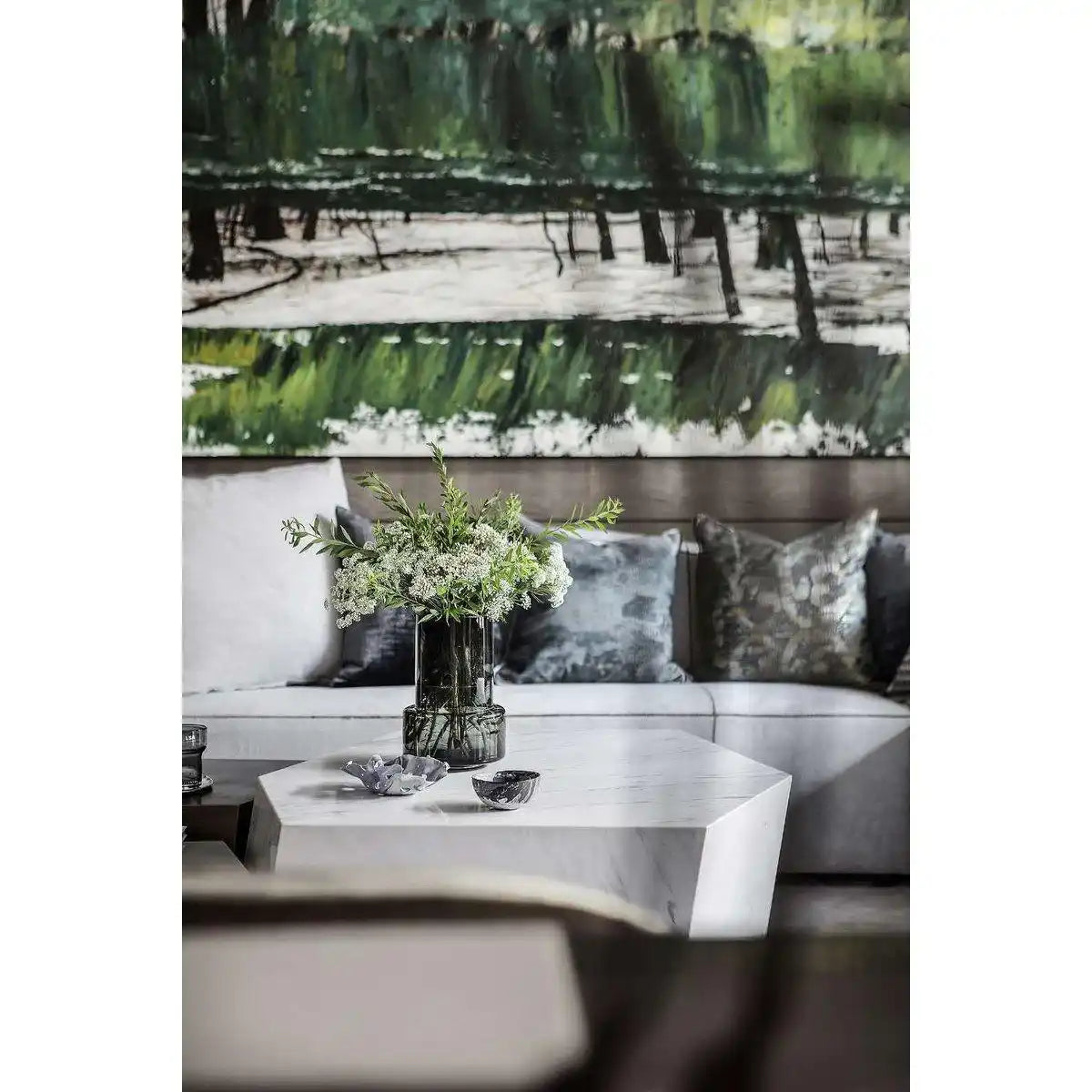 Dicke Blumenvase Glasvase im Retro-Stil - HomeDesign Knaus