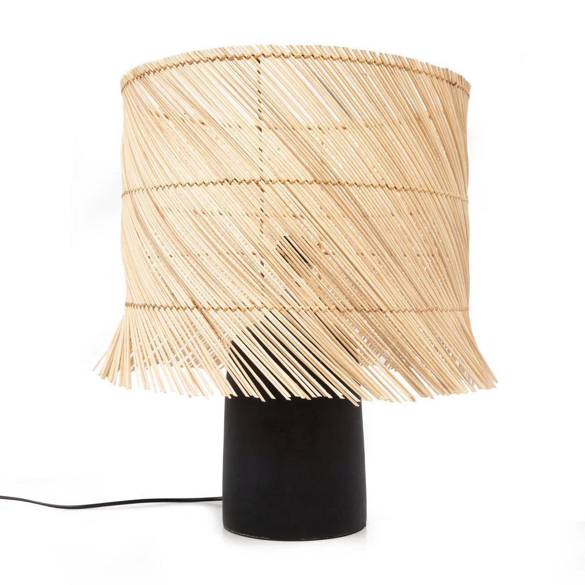Die Rattan Tischlampe - Black Natural - HomeDesign Knaus