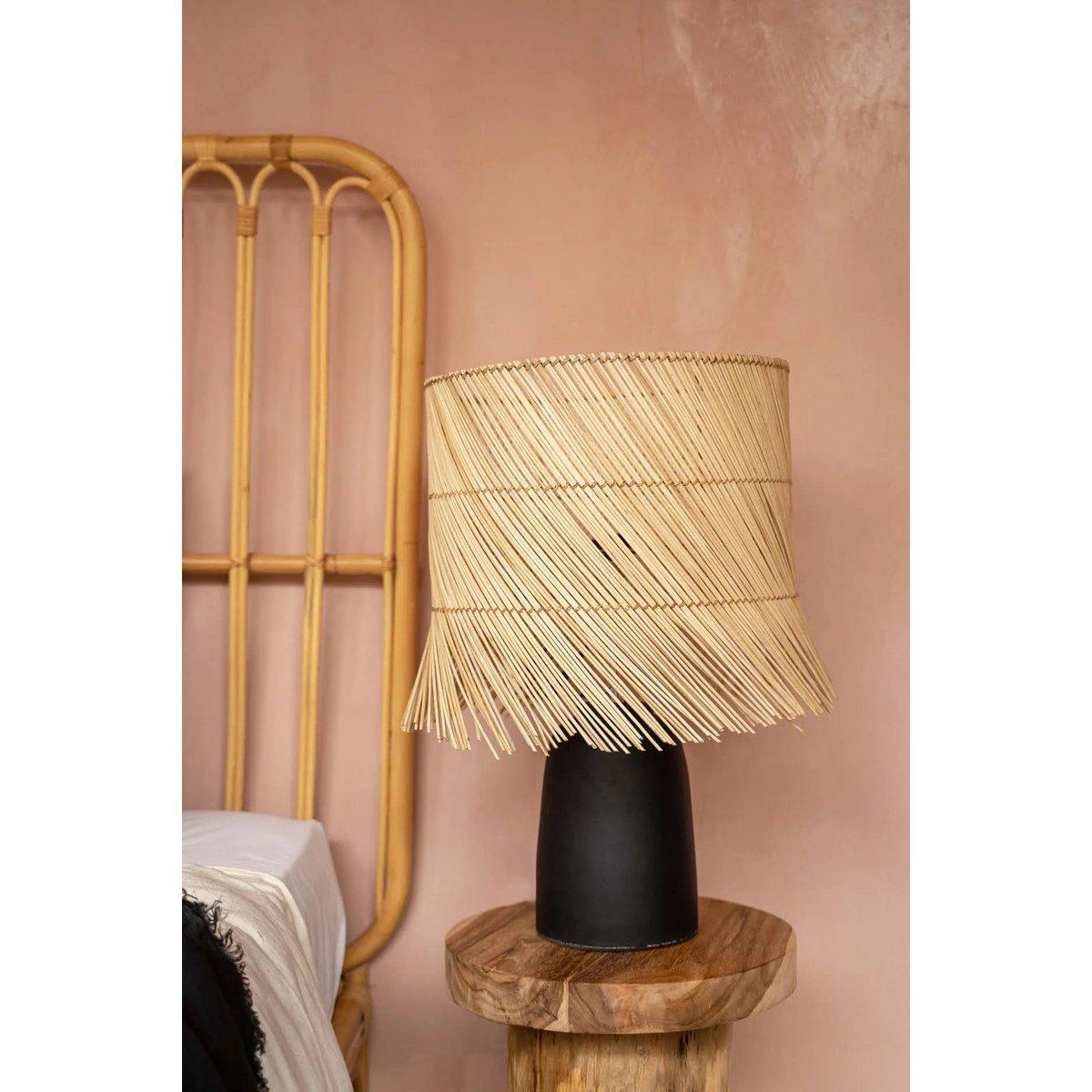 Die Rattan Tischlampe - Black Natural - HomeDesign Knaus
