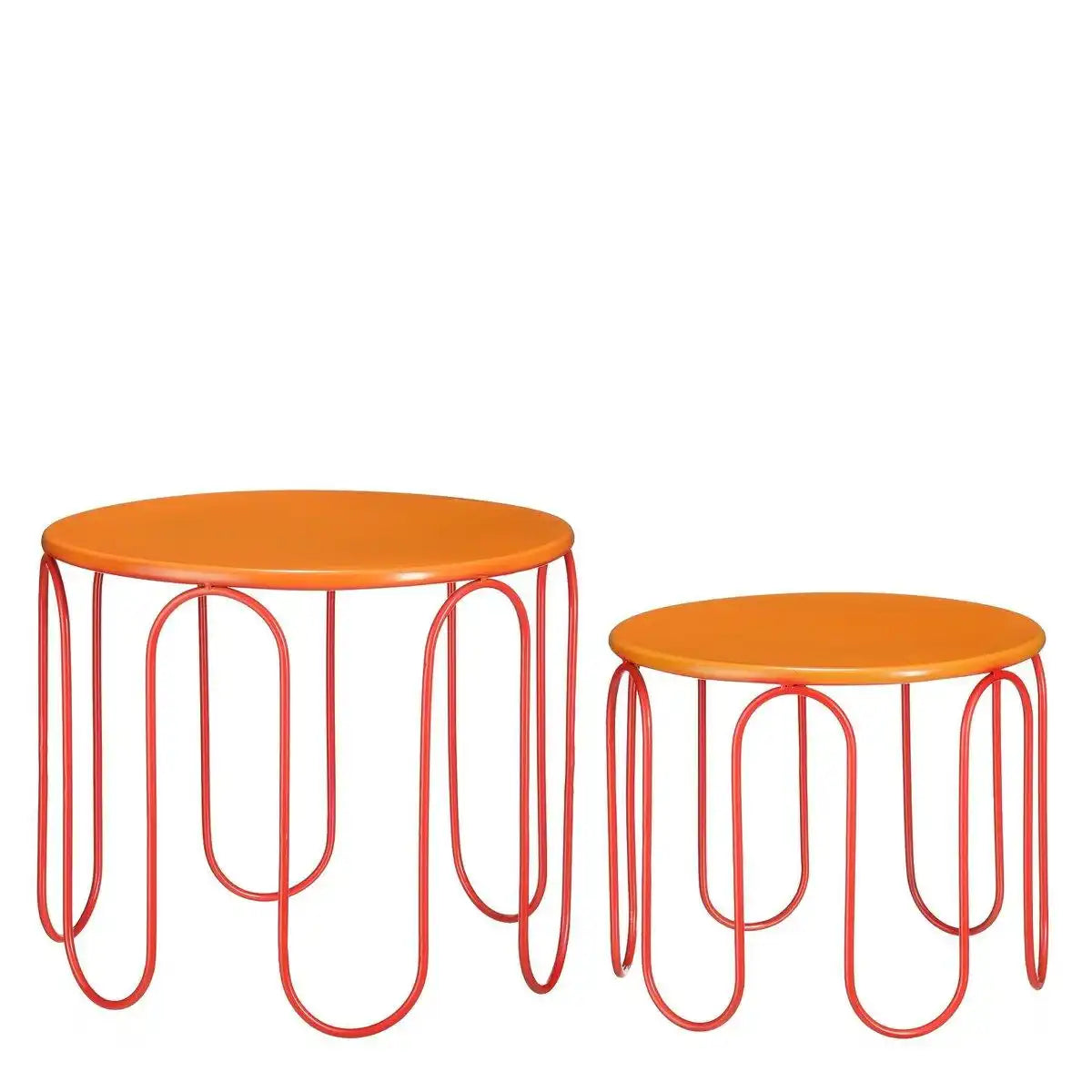 Dione Side Table - Set von 2 - H40 x Ø46 cm - Metall - Orange - HomeDesign Knaus