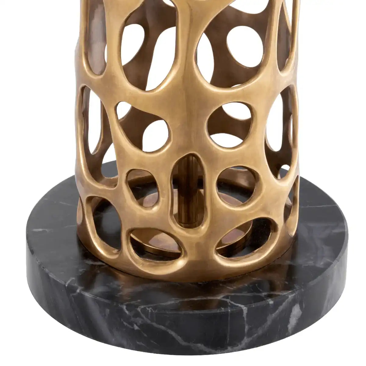 Dix Tischleuchte Highlight-Finish Marmorsockel Schirm mit goldenem Innenfutter - HomeDesign Knaus