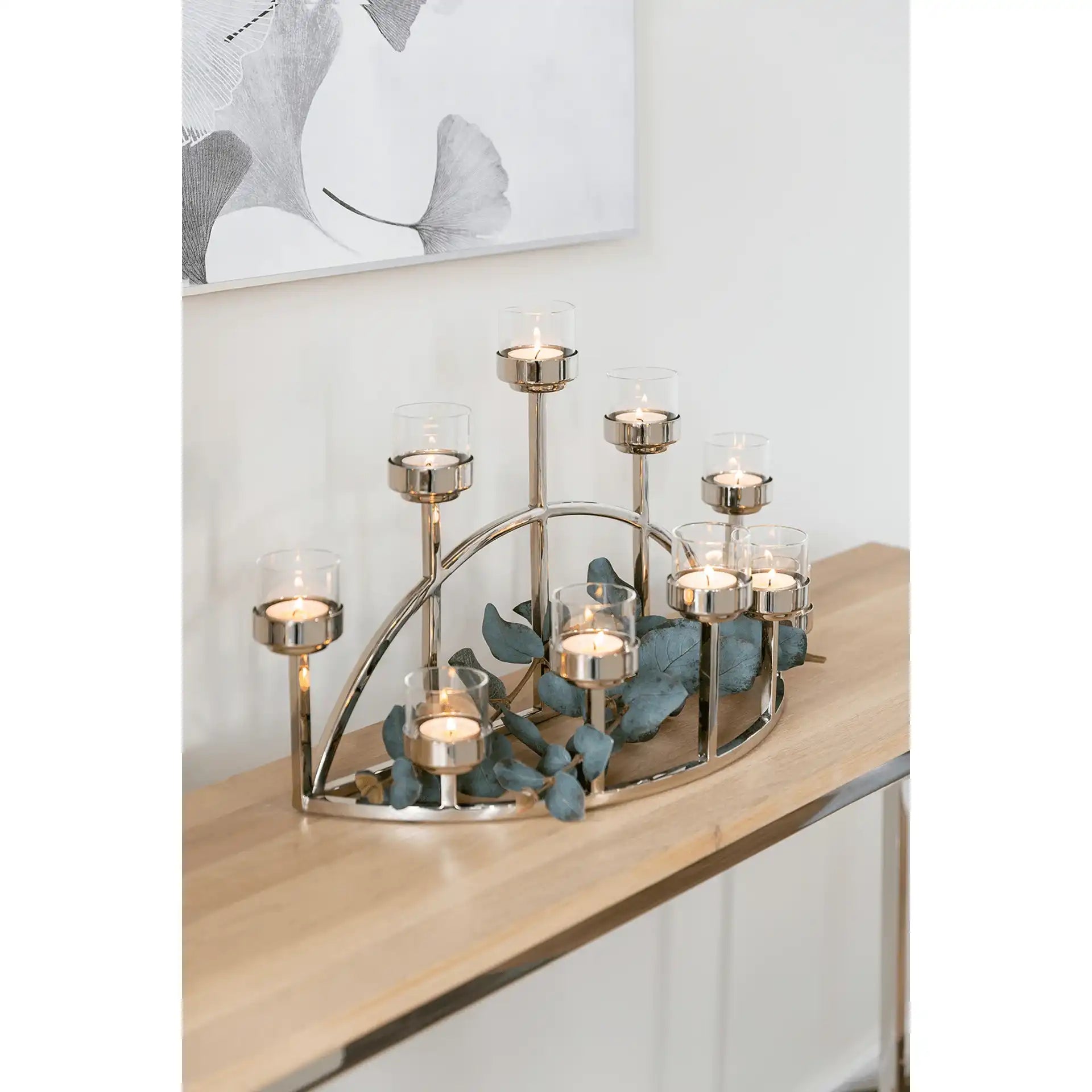 Domian Kranz Teelichthalter Chrom Unikat Kerzenständer Universal - HomeDesign Knaus