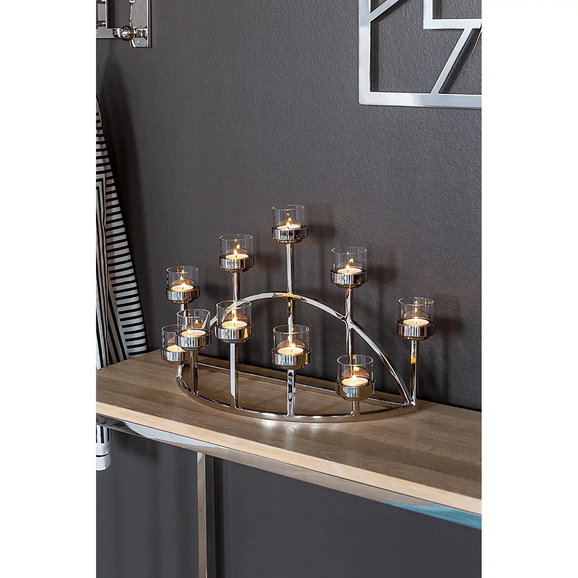 Domian Kranz Teelichthalter Chrom Unikat Kerzenständer Universal - HomeDesign Knaus