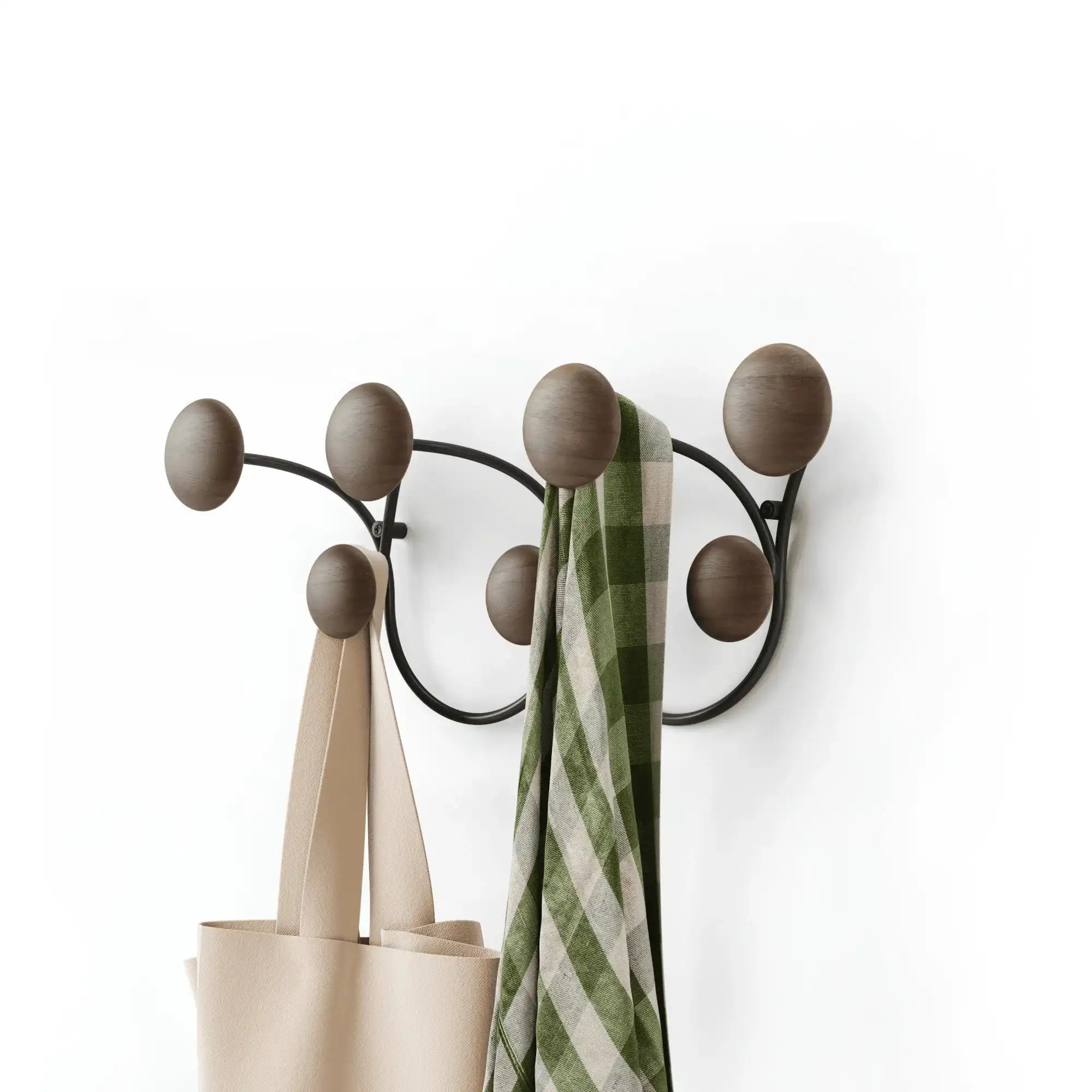 Dotsy 7 Haken Wandgarderobe dekorative Garderobenleiste Schwarze Walnuss - HomeDesign Knaus