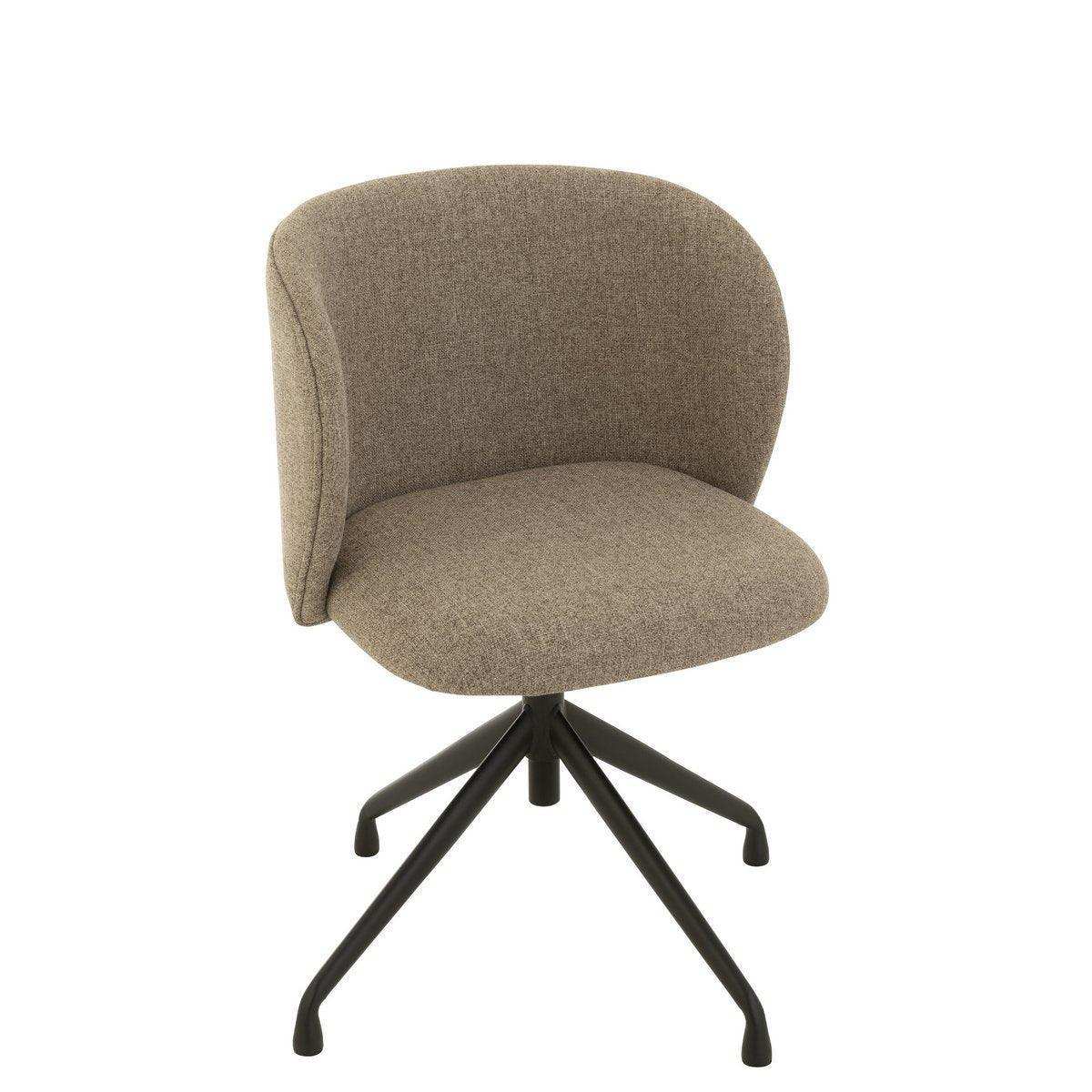 Drehstuhl Leinen Dunkelbraun/Beige Stuhl - HomeDesign Knaus