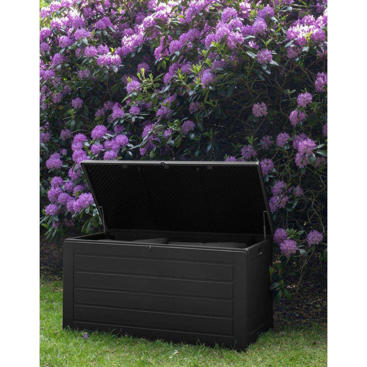 Dubrovnik Cushion Box - Kissenbox, Kunststoff, schwarz, 146,5x61x64,5 cm, 490 L - HomeDesign Knaus