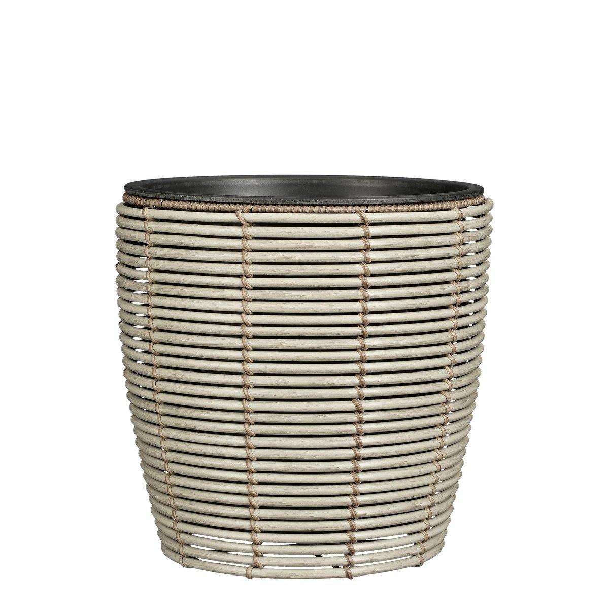 Durban Blumenpot außerhalb - Set von 3 - H36 x Ø40 cm - recyceltes Kunststoff - Grau - HomeDesign Knaus