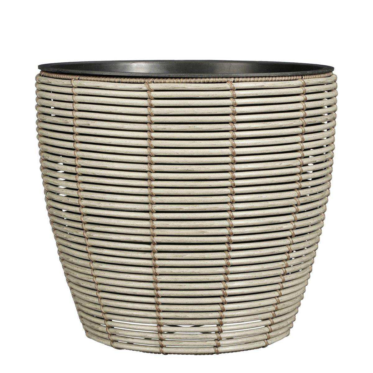 Durban Blumenpot außerhalb - Set von 3 - H36 x Ø40 cm - recyceltes Kunststoff - Grau - HomeDesign Knaus