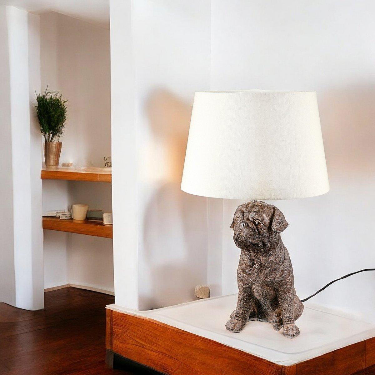 Tischleuchte Hund Mops, H.52 cm