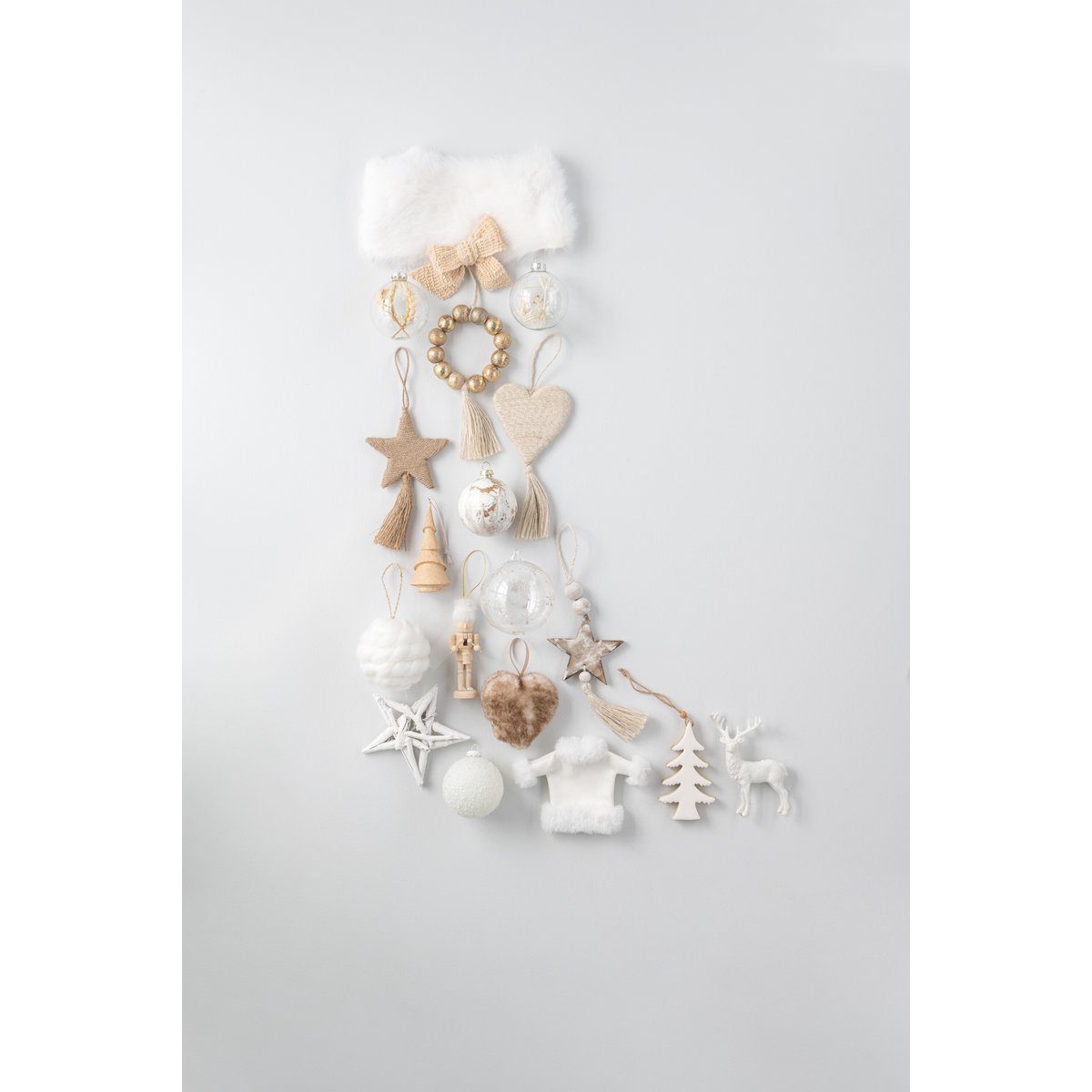 J-Line Weihnachtskugel Marmoroptik - Glas - Weiß/Gold - klein - 6er-Box