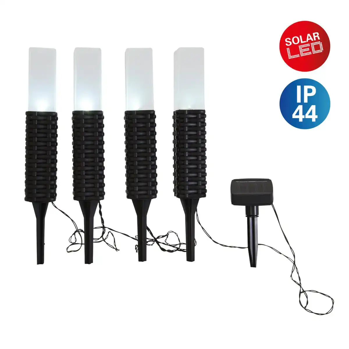 4er-Set LED-Outdoor-Erdspieß , für Außen, Erdspieß aus Kunststoff in Schwarz, integrierte LED