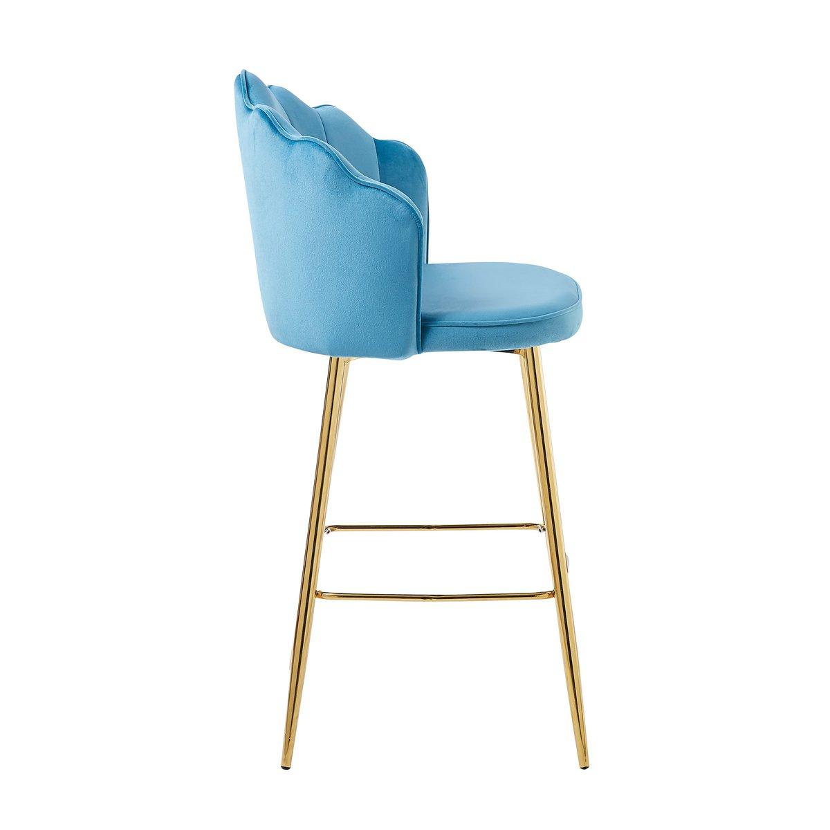 Barhocker Muscheldesign 2er Set aus Samt Blau