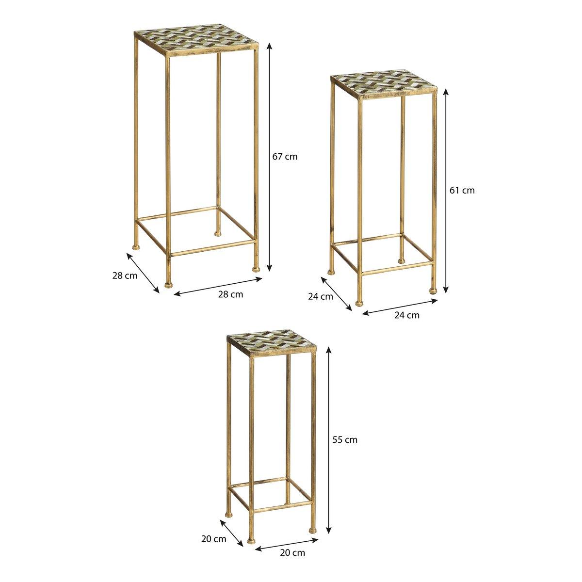 Alanza -Seitentisch außerhalb - Set von 3 - L28 x B28 x H67 cm - Metall - Grün