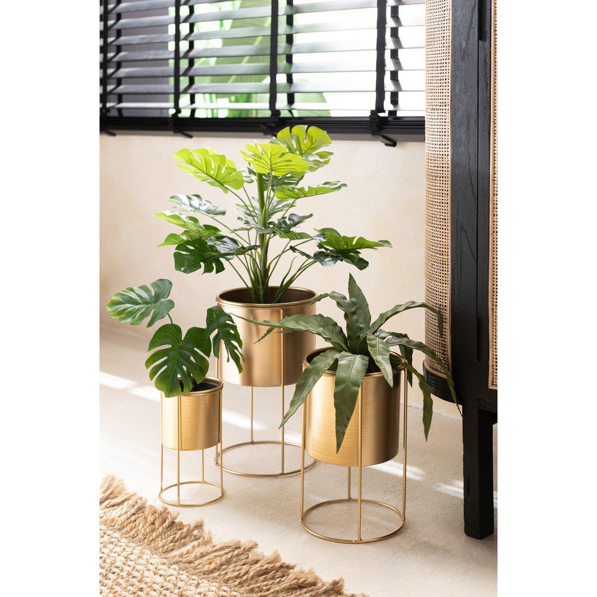 J-Line Blumentopf auf Fuß - Metall - Gold - groß - Ø 18,00 cm