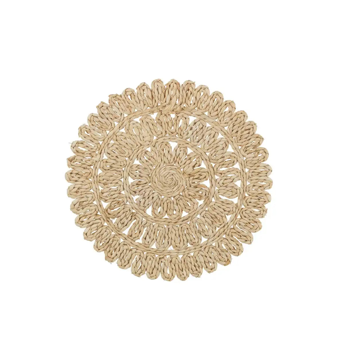 J-Line Tischset Round Flower + Circles - Jute - Natur - 6 Stück