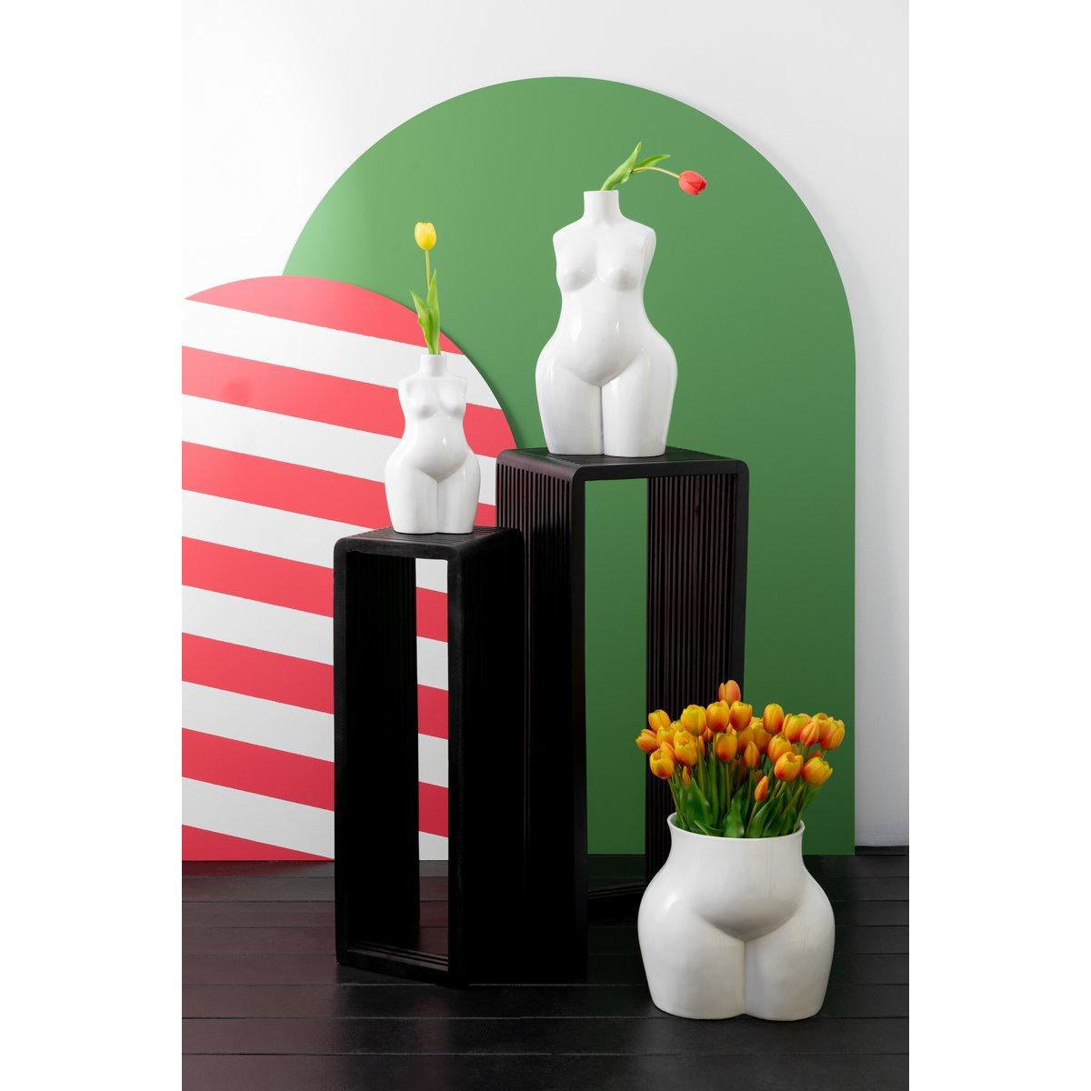 J-Line Beistelltische Cube Recyceltes Teakholz – Holz – Schwarz