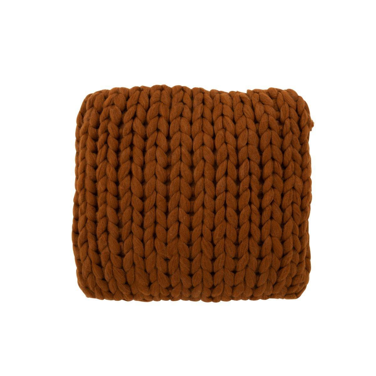 J-Line Kissen Gestricktes Acryl – Polyester – Orange/Braun
