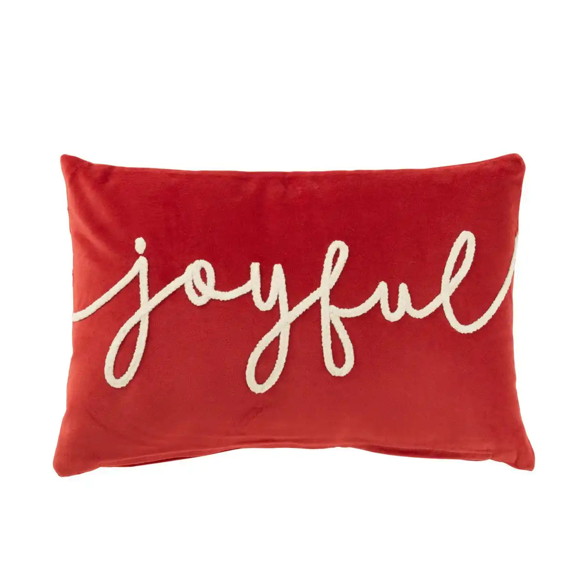 J-Line Kissen Rechteck Joyful Velours Rot/Weiß