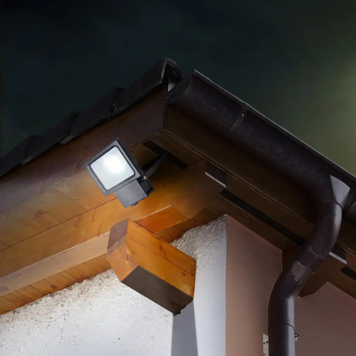 LED-Außenleuchte "Strahler" aus Metall und Glas in Schwarz, mit integrierter LED