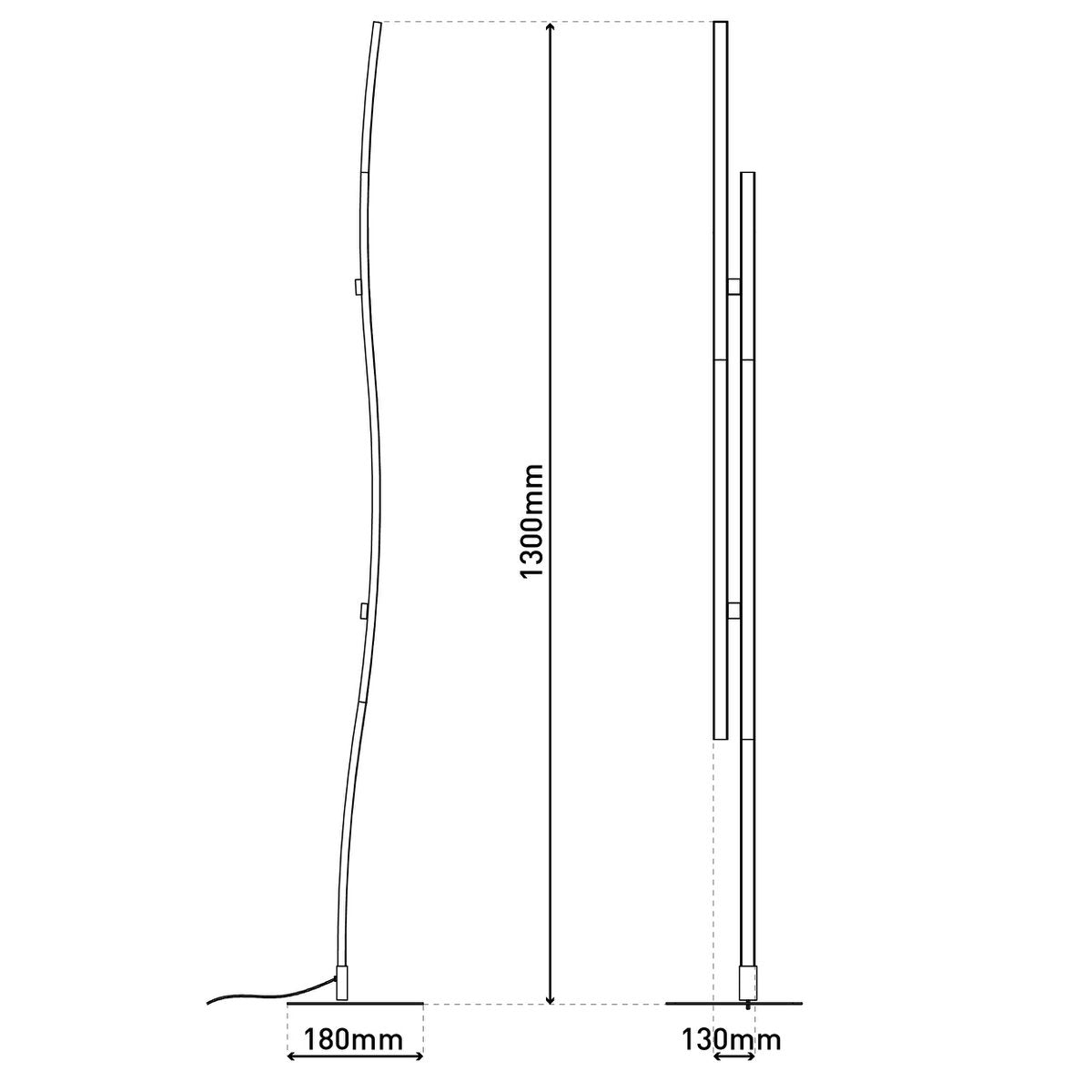LED Stehleuchte "ONDA" h: 130cm, Stehleuchte, Metall und Kunststoff in Schwarz, integrierte LED, Beleuchtung für Wohnzimmer, Esszimmer oder Büro