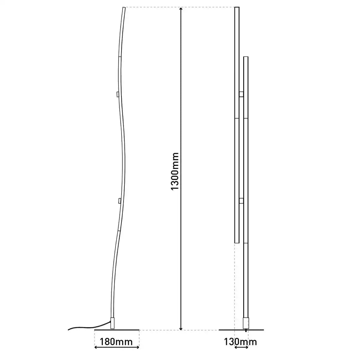LED Stehleuchte "ONDA" h: 130cm, Stehleuchte, Metall und Kunststoff in Schwarz, integrierte LED, Beleuchtung für Wohnzimmer, Esszimmer oder Büro