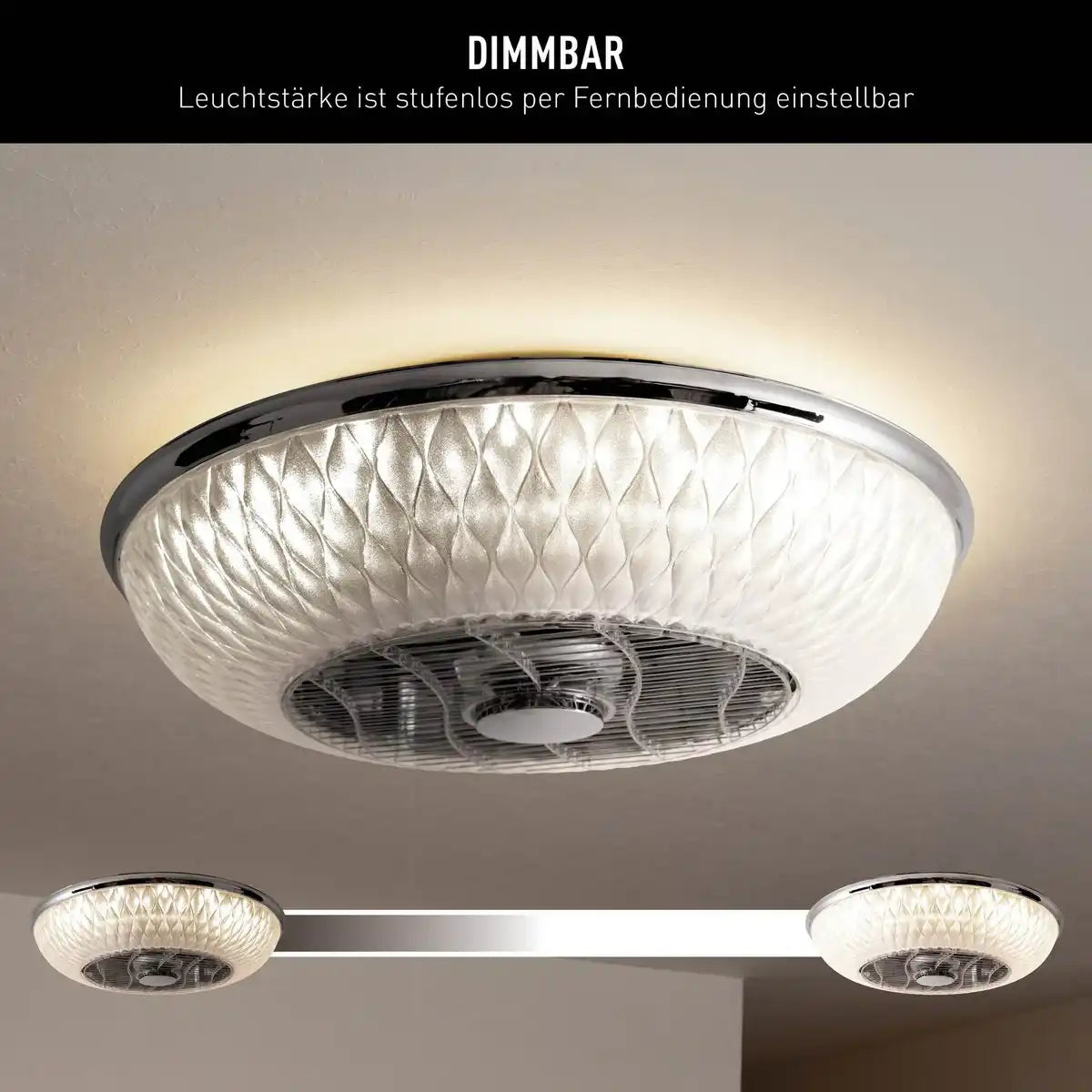 LED Deckenleuchte "VIENTO" mit Ventilator, aus Metall und Kunststoff, mit integrierten LEDs, Beleuchtung für Wohnräume oder Büro
