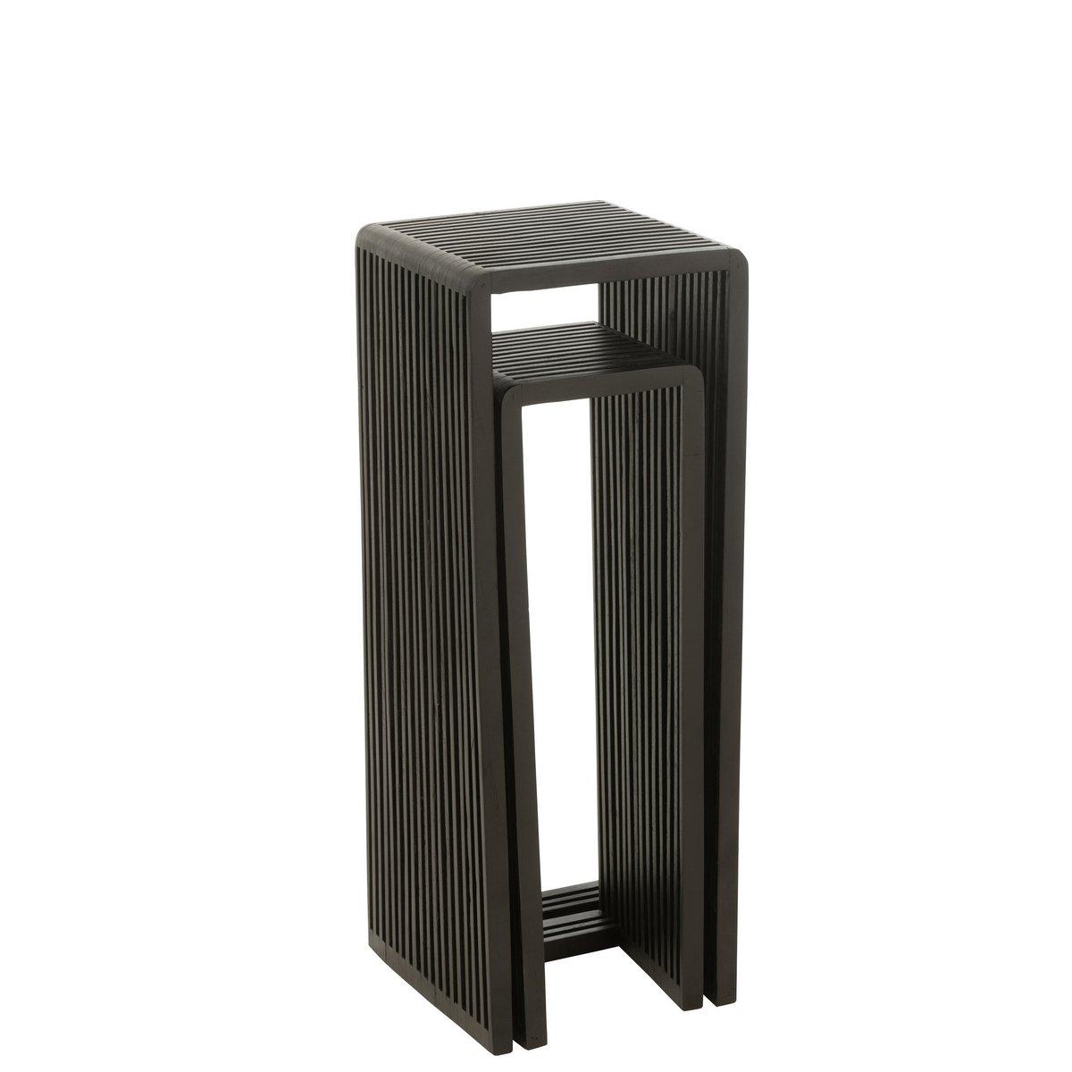 J-Line Beistelltische Cube Recyceltes Teakholz – Holz – Schwarz