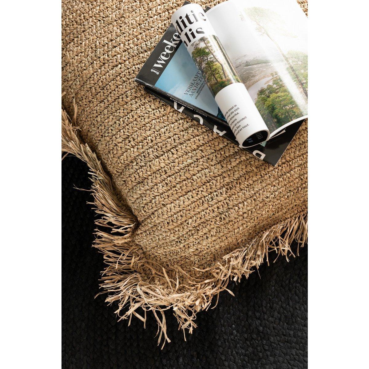 J-Line Kissen Square Raffia – Jute – Natur – klein