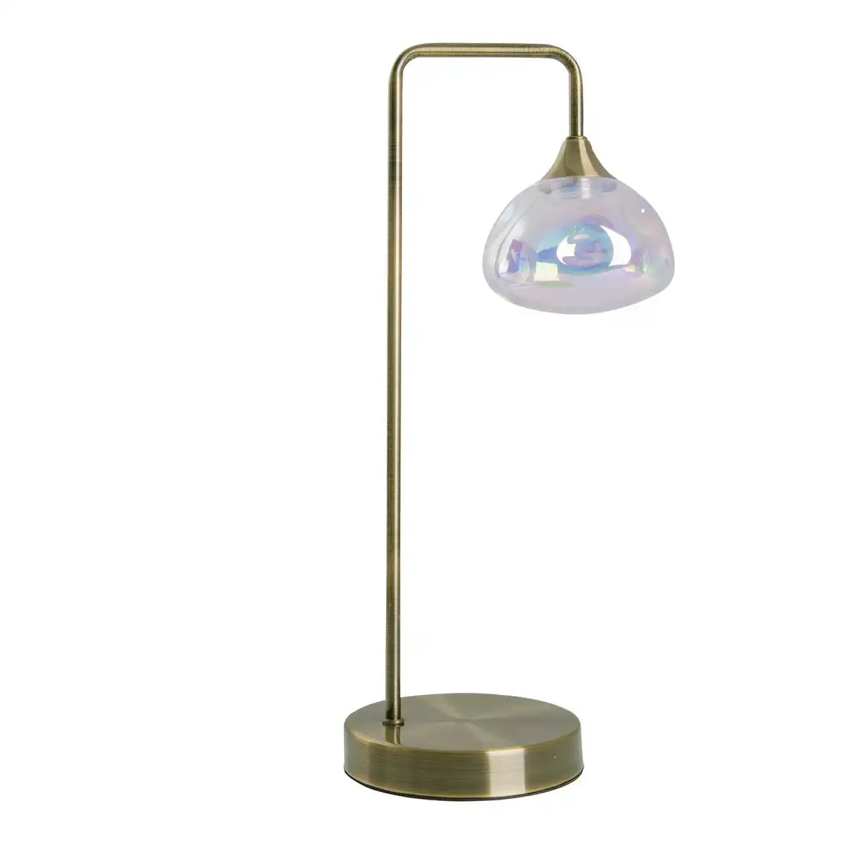 LED Tischleuchte "VARNA", Tischlampe aus messingfarbenem Metall und irisierendem Glas, fest verbaute LEDs, 45 cm hoch, stilvolle Beleuchtung für Wohnzimmer, Esszimmer oder Diele