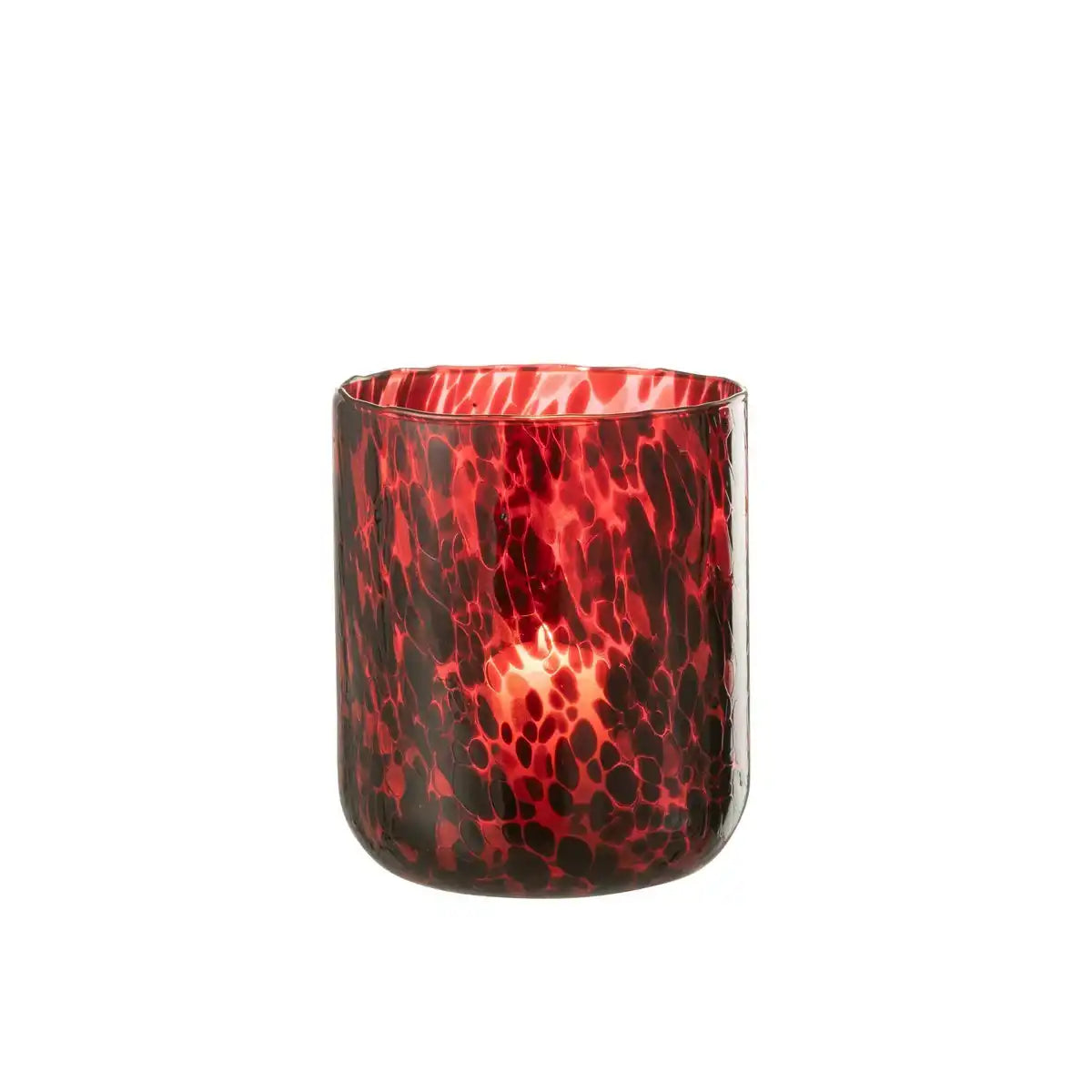 J-Line Laterne Spotted - Glas - Rot/Schwarz - Groß