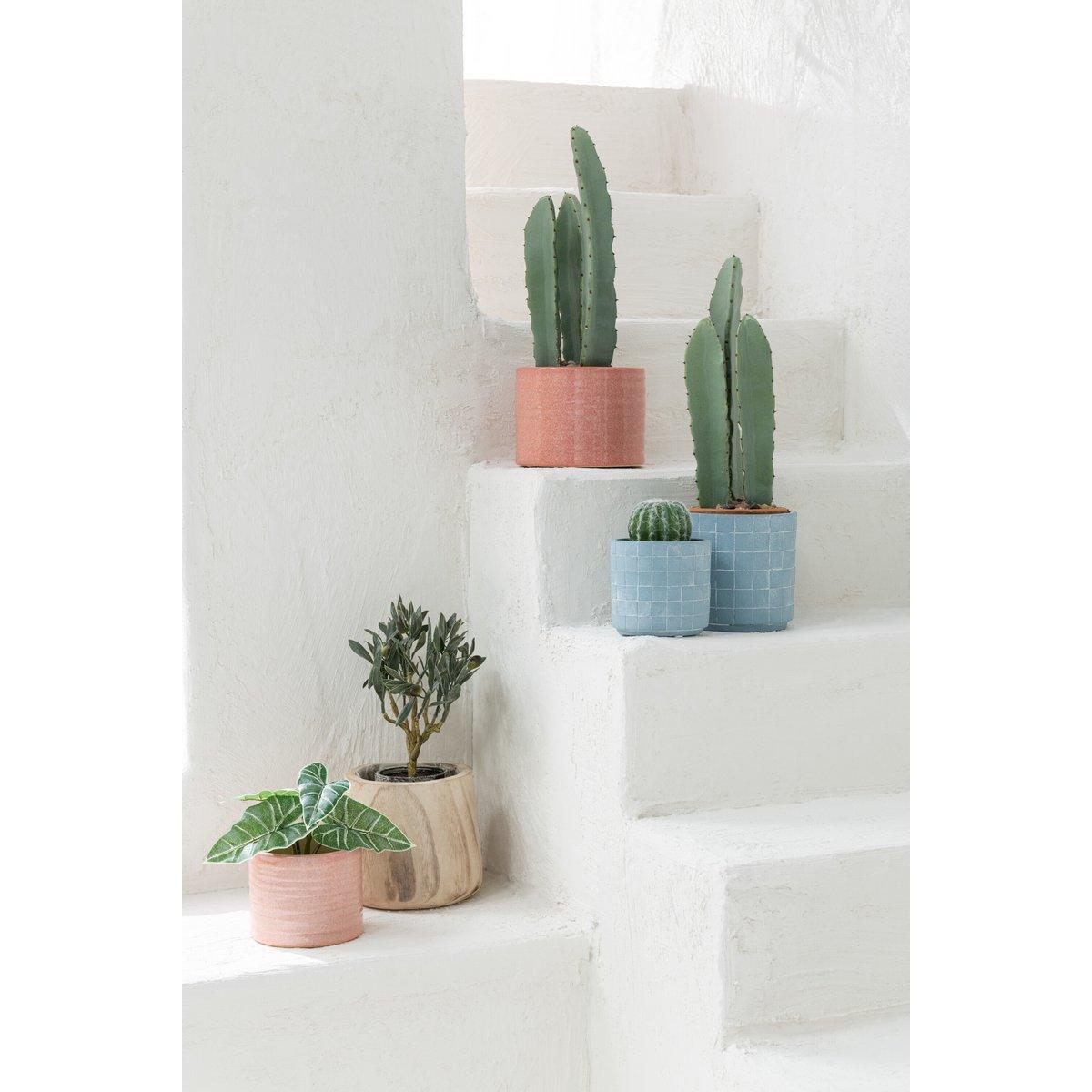 J-Line Blumentopf Square - Keramik - Hellblau - Groß - Ø 16,00 cm