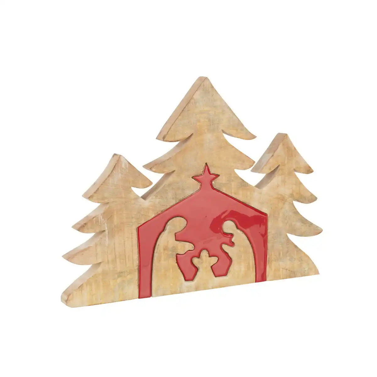 J-Line Weihnachtsdekoration – Holz – Rot – groß