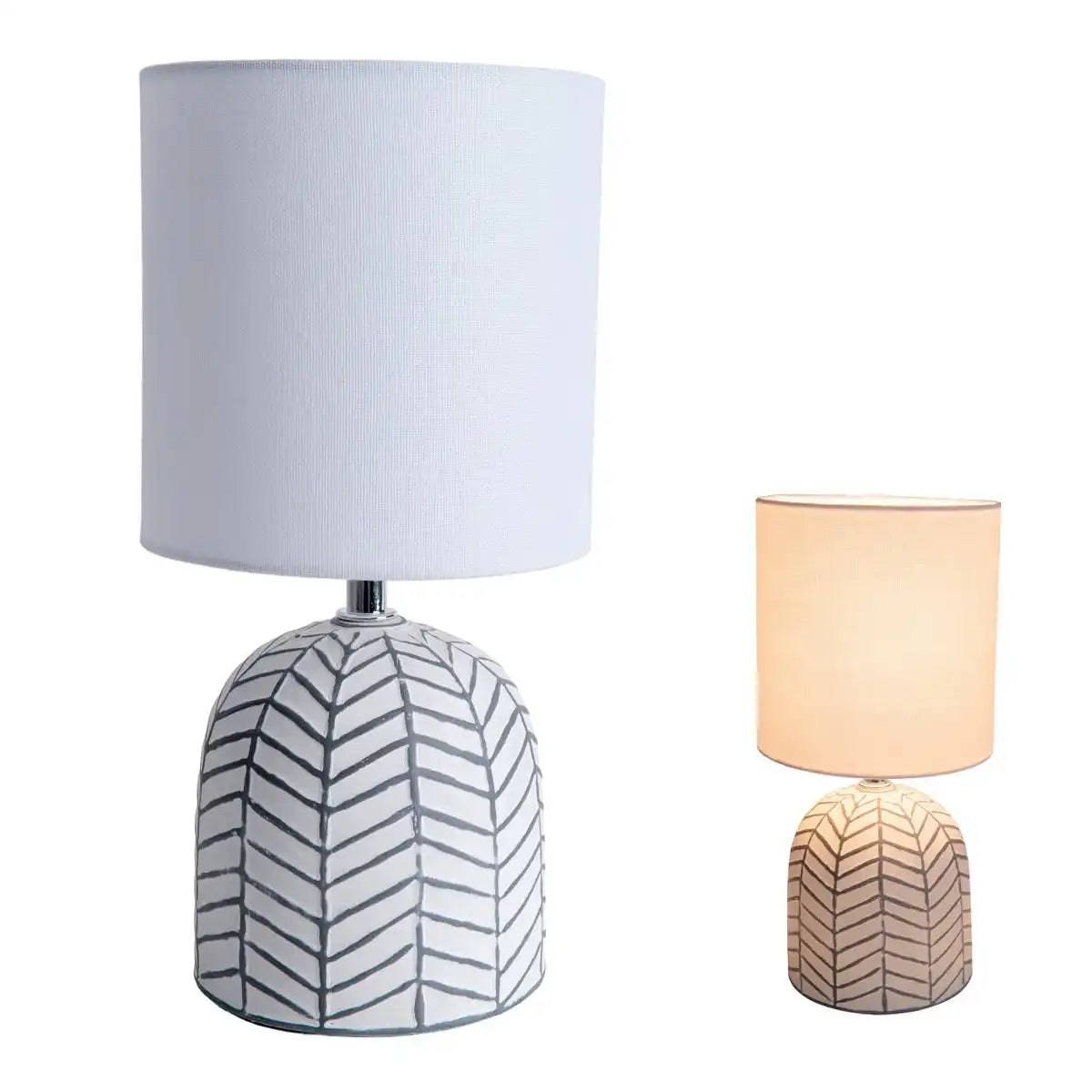 Keramik-Tischleuchte "FOLIO" weiß, Tischlampe aus Keramik, weiß, mit E14-Fassung, für Esszimmer, Wohnzimmer, Diele oder Büro, 27,50 cm hoch