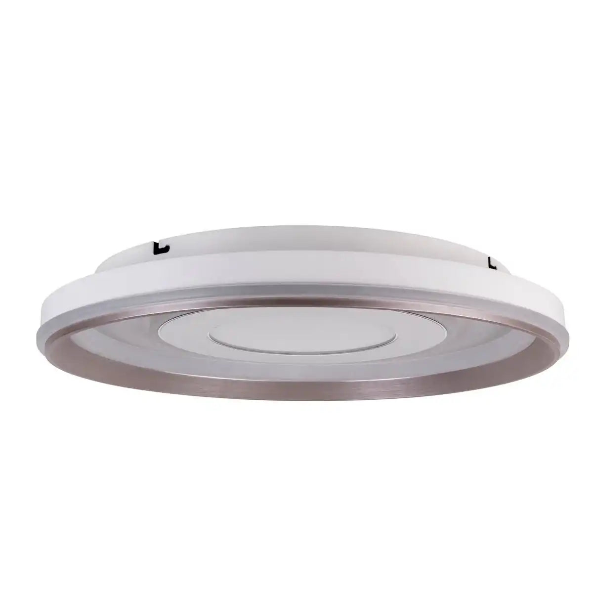 LED Deckenleuchte "DOIRA" Ø 50,5 cm, 7,5 cm hoch, Metall und Kunststoff in Silber und Weiß, integrierte LEDs, 3600 lm helles Licht, dimmbar, CCT-Funktion 3000-6500 K, Nachtlichtfunktion